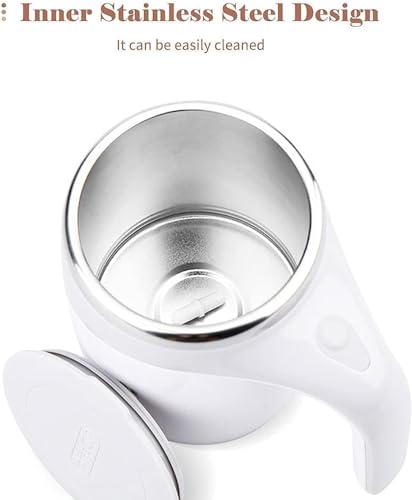 Image of Smart Self Stirring Mug - Battery Powered Mixing Cup for Coffee, Tea, Milk & Beverages, Perfect for Office, Home & Travel (Durable Stainless Steel Interior)