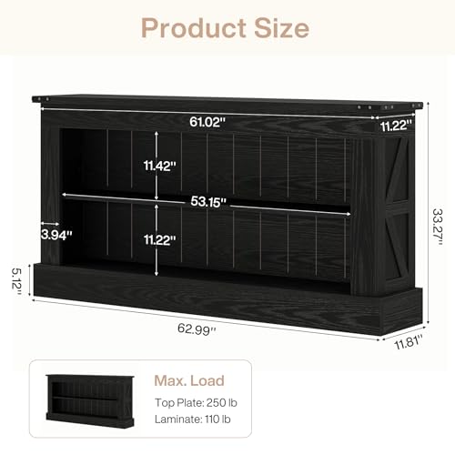 Image of Tribesigns Farmhouse TV Stand for 70-Inch TV, 63 inch Entertainment Center with Storage, Modern Media Console Table for Living Room, Bedroom (Black)