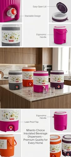 Image of Insulated Water Dispenser, 20L, BPA-Free, with Tap, Floral Print, for Home, Garden and Picnic Water Dispenser Insulated Water Cooler Portable Water Container