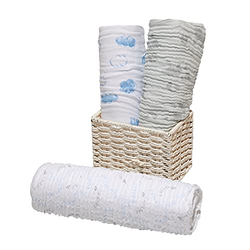 PAPI DESDE 1974 Cueiro Swaddle Soft Bamboo Mami Contem 03 Unidades Papi Textil Azul 1.20M X 1.20M Pa