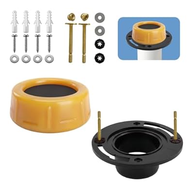 Extra Thick Wax Ring Toilet Kit with Flange & Brass Bolts– Ultimate Seal for 3-inch or 4-inch Waste Lines, Stops Leaks, Odors & Wobbling, Complete DIY Installation Kit