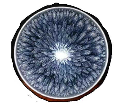 ITMEAT曜変天目 抹茶碗 油滴 ブルー釉 手作り 建盞 和食器 天目盃 酒器 料亭 茶道具 ギフト (100ml*2,百花帽子)