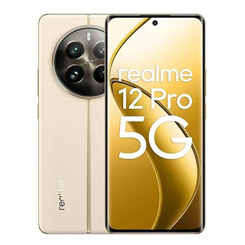 realme 12 Pro 5G 8 + 256GB, Cámara para Retratos con teleobjetivo, Sony IMX882 con OIS, Pantalla de visión Curva de 120Hz, Procesador Snapdragon 6 de 1ª generación 5G, Submarine (Beige)