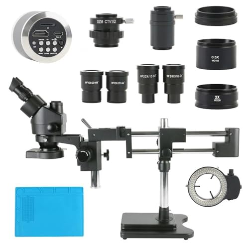 Microscope 3.5X-90X 180X Simul Focal Parfocal Double Arm Trinocular Stereo Microscope 4K 48MP HDMI Set Microscope Camera