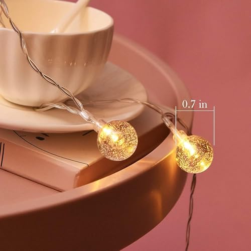 Image of One94Store 50 LED 10 Meter Crystal Ball Fairy String Lights - Warm White, 8 Modes with Remote, Plug-in Decorative Lights for Bedroom, Diwali, Christmas, Party, Home Decor