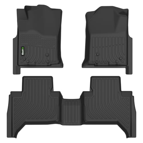 Image of HAFIDI Floor Mats Fit for 2005-2015 Toyota Tacoma Double Cab (Full Coverage) All Weather Protection TPE Car Floor Liners, Fits 1st & 2nd Row Full Set Custom Accessories, Black
