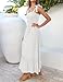 ZESICA Women's 2025 Summer Boho Spaghetti Strap Square Neck Solid Color Ruffle A Line Beach Long Maxi Dress,White,Medium