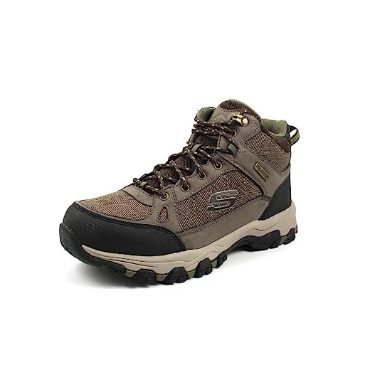 Skechers SELMEN MELANO, Botas para senderismo para Hombre, Chocolate Leather W/ Mesh, 44 EU