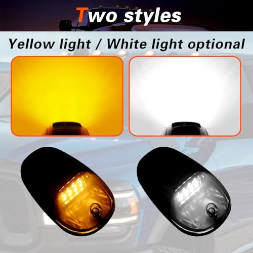 HBXJGS Led Cab Lights 5pcs Smoked Cab Lights for Truck Car Roof Top Marker Running Lights for Truck Universal Truck Amber Lights (White, 5 pcs)