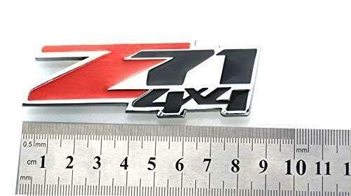 Image of EmbRoom 2X OEM Red Grille Z71 4x4 Emblem Compatible for Gm Chevrolet Silverado 2500hd 3500hd Sierra Tahoe Chrome (Red Black)