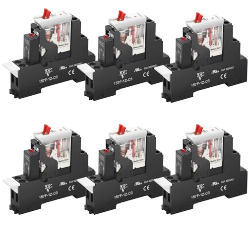 6Pcs Power Relay Switch with Test Button, 110-120V AC, 1NO1NC