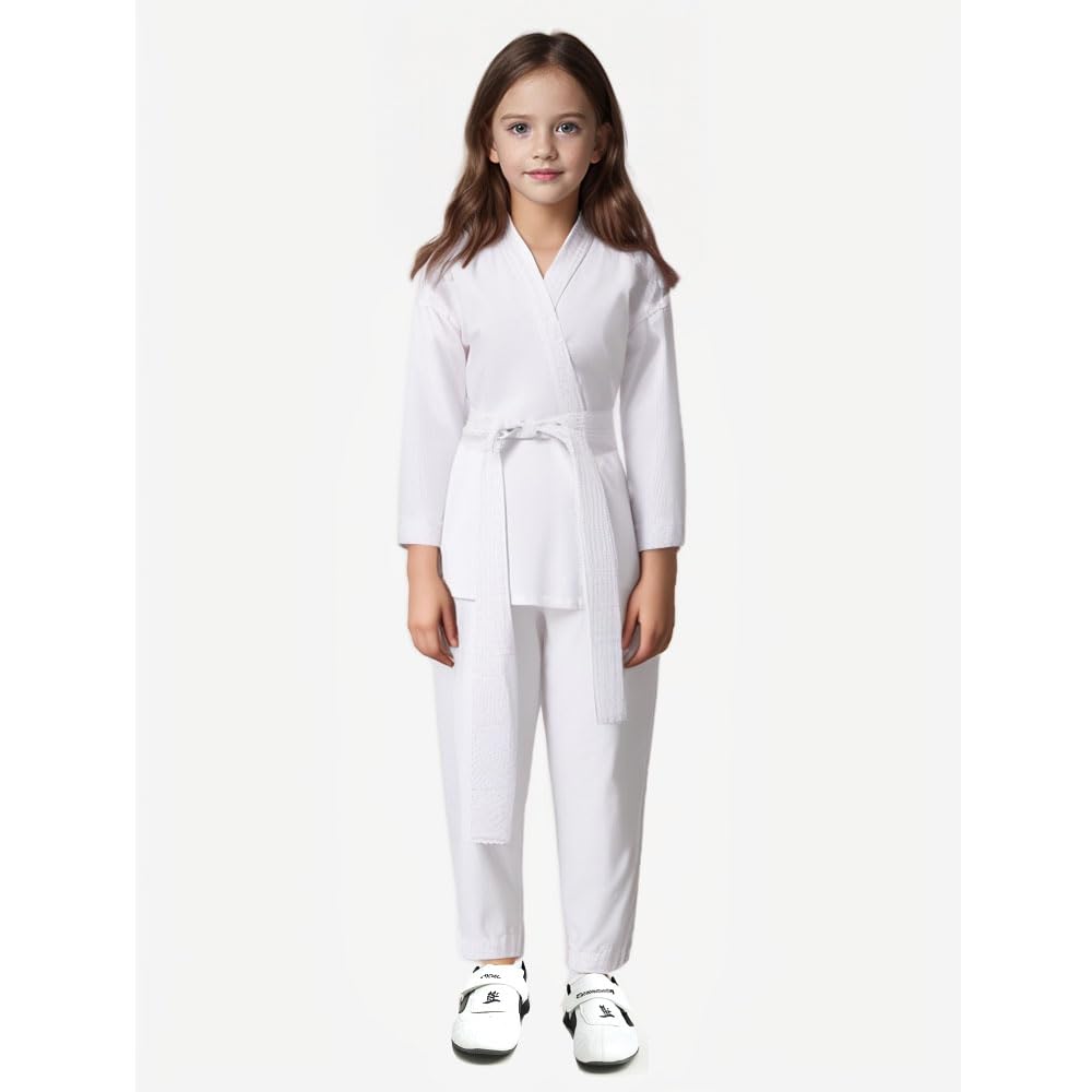 MSMAX Uniforme di karate per bambini, studenti, arti marziali, allenamento, con cintura, per judo e karate, taekwondo, jiu jitsu