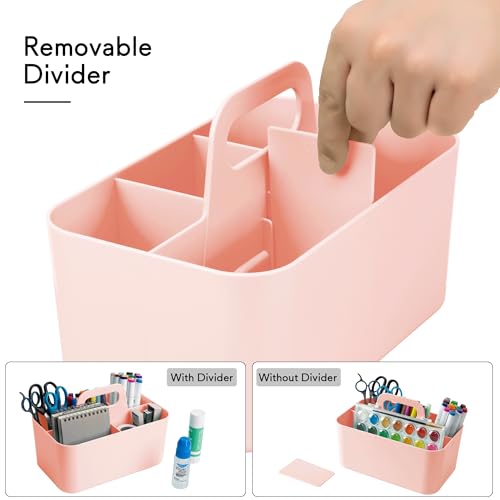Image of Tiawudi Multipurpose Caddy Organizer, Plastic Caddy with Handle, Stackable Desk Organizer for Stationery, Marker and Pencil, Office Supplies Organizer, Dorm Caddy
