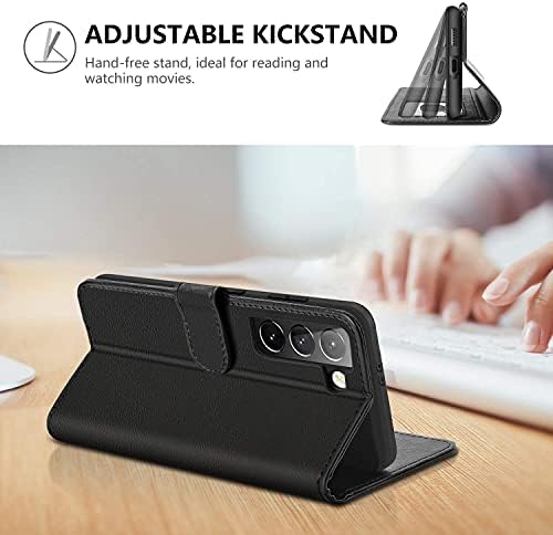 Vakoo Samsung S21 Plus Case, S21+ Plus Case, Premium Leather Wallet Flip Magnetic Closure Phone Case Cover for Samsung Galaxy S21 Plus 6.7 Inch -Black