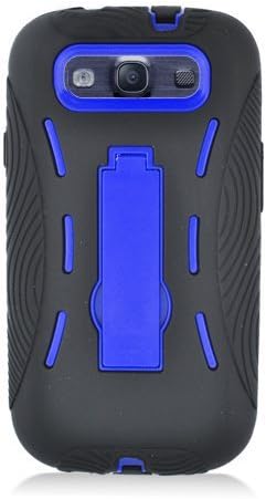Eagle Cell PASAMI9300SPSTBLBK Advanced Rugged Armor Hybrid Combo Case with Kickstand for Samsung Galaxy S3 i9300, i747 - Retail Packaging - Blue/Black