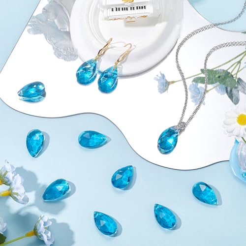 SOFPLATE 1 Box 40pcs Tear Drop Crystal Beads Blue Glass Teardrop Beads Clear Pear Waterdrop Rain Shaped Chandelier Birthstone Charm for jewellery Making Charms Earring Bracelet Diy Suncatcher Lamp Dec - Image 4