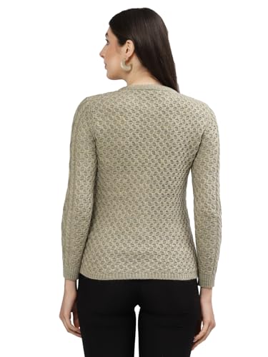 Image of Kalt Women Sweater for Winters Woolen Acrylic Full Sleeve Round Neck Cable Design Cardigan Sweater