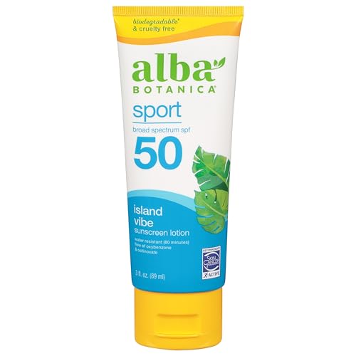 Alba Botanica Sport Sunscreen Lotion, SPF 50, Fragrance-Free, 3 oz