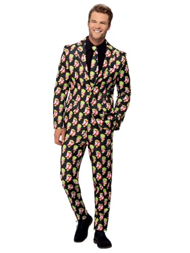 Smiffys Disfraz de Cazafantasmas, negro, con chaqueta, pantalones y corbata Halloween, Carnaval