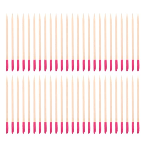 LIFKOME 50 piezas Palitos de Madera para Cutículas Doble Punta Lijas de Uñas para Manicura y Pedicura Herramientas Desechables para Cuidado Preciso y Pulido de Color Rosa