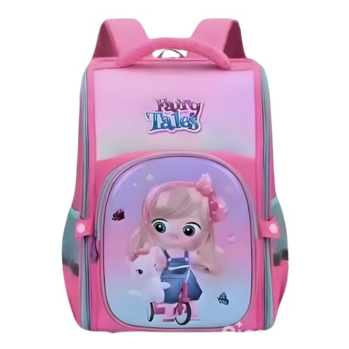 Mochila Infantil Menina Escolar à Prova Dágua Abre a Frente 180º Alça de Ombro Acolchoada Confortável Princesa Sereia - Rosa (MENINA BIKE)