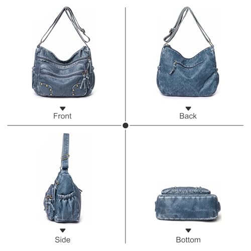 WITERY Lightweight Leather Multi-Pocket Shoulder Bag for Women - Retro Sling Medium Travel Purses3