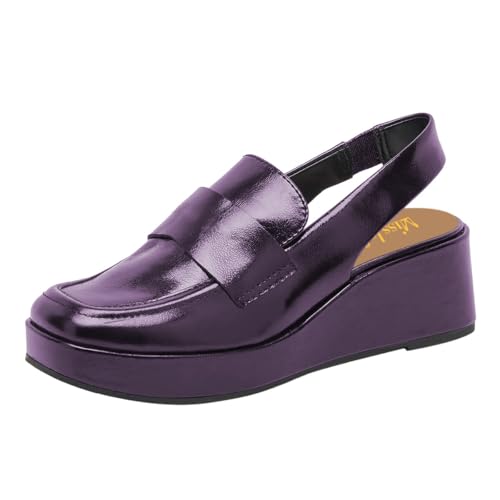 miss left Women's Wedge Heel Slingback Pumps Platform Closed Toe Mid Heel Elastic Strap Sandals Trendy Travel Casual Shoes Size 4-16 US