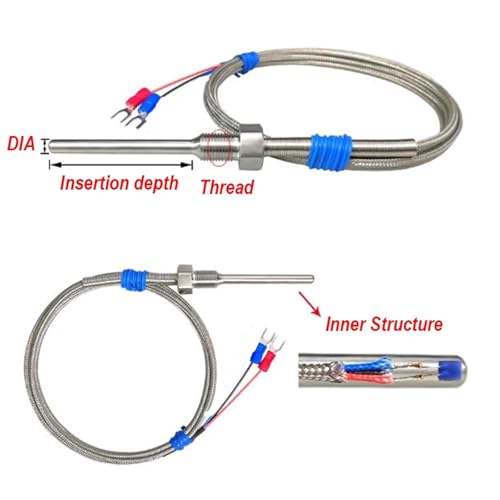 Termopar tipo K de alta precisión con cable de 1M para monitoreo térmico exacto 6