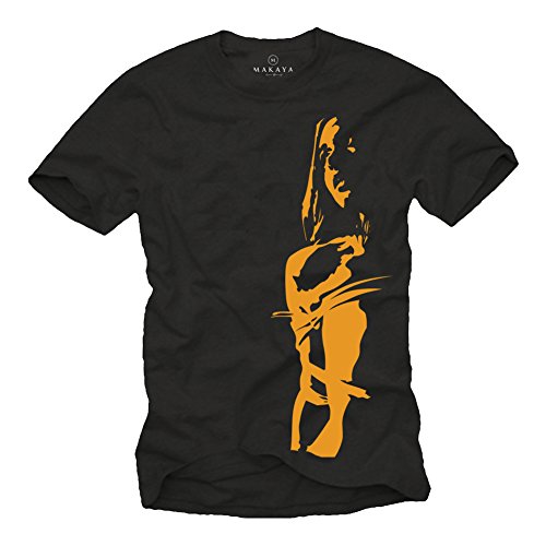 Maglietta Uomo Nera con Donna Sexy Stampa Bondage T-Shirt Moda M