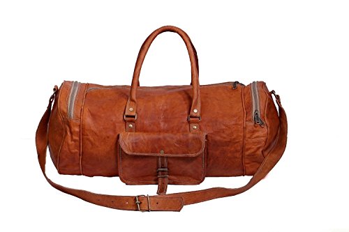 Bolsa de viaje vintage para fin de semana, gimnasio, bolsa de piel auténtica (marrón), marrón, talla única, marrón, talla única, Marrón, One_Size