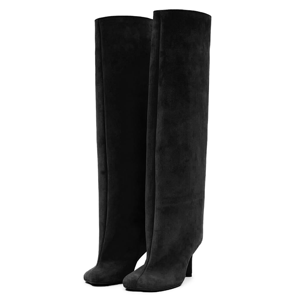 mikarka Knee High Boots Women Square Toe Stiletto Heel Tall Boots