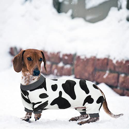 Dentrun Small Dog Winter Warm Clothes Funny Puppy Milk Cow Sweater Costumes, Small Breed Pets Dog Cat Onesies Soft Flannel Pajamas #TOP6