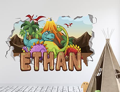 Adhesivo de pared de dinosaurio personalizable para niños