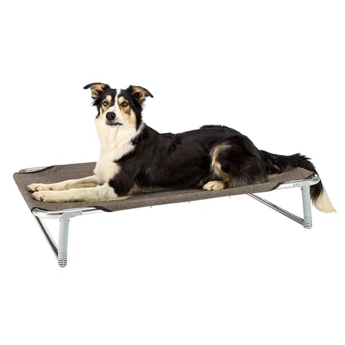 Ferplast Lettino per Cane, Cuccia Cane, Brandina pieghevole per cani DREAM 80, solida struttura in alluminio, Telo in tessuto, 84 x 54 x h 18 cm Tortora