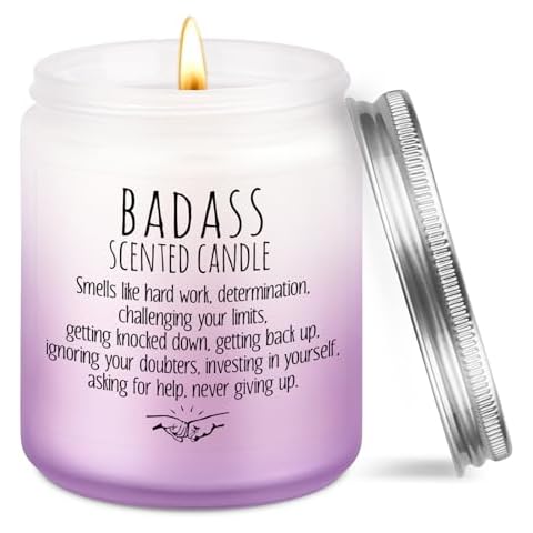 LEADO Badass Candle, Congratulations Gifts, Inspirational Gifts for Women, Men, Boss Gifts, New Job, Promotion, Sobriety Gifts - Funny Graduation, Proud of You, Sober, Christmas Birthday Gifts Cover