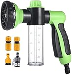 MALAYAS Garden Hose Nozzle - Multifunctional Foam Water Spray Gun - 8 Adjustable Patterns, Built-in Soap Dispenser, Water Saving - Ideal for Car Washing, Garden/Lawn Watering, Pets Washing (Green)