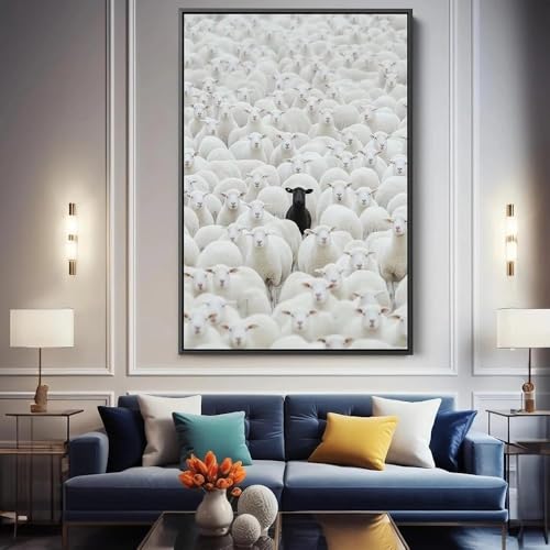 Tableau sur toile mouton noir pour chambre d'enfant affiche moderne 60x90cm