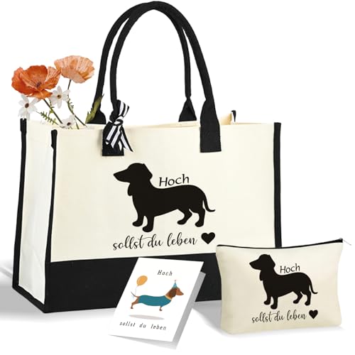 Sac cosmétique de voyage pour femme et grand cabas en tissu imprimé chien