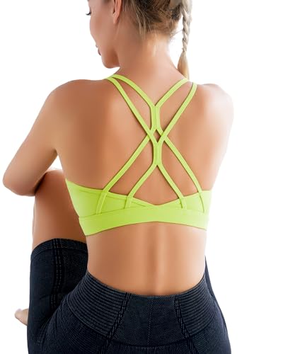Image of RUNNING GIRL Sports Bras for Women,Strappy Crisscross Back Padded Low Impact Running Sports Bra with Removable Cups