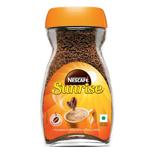 Image of Sunrise Instant Coffee Powder by Nescafe | Rich Aroma for the perfect start to your day | Coffee Chicory-Mix | 90g Jar (Pack of 3)