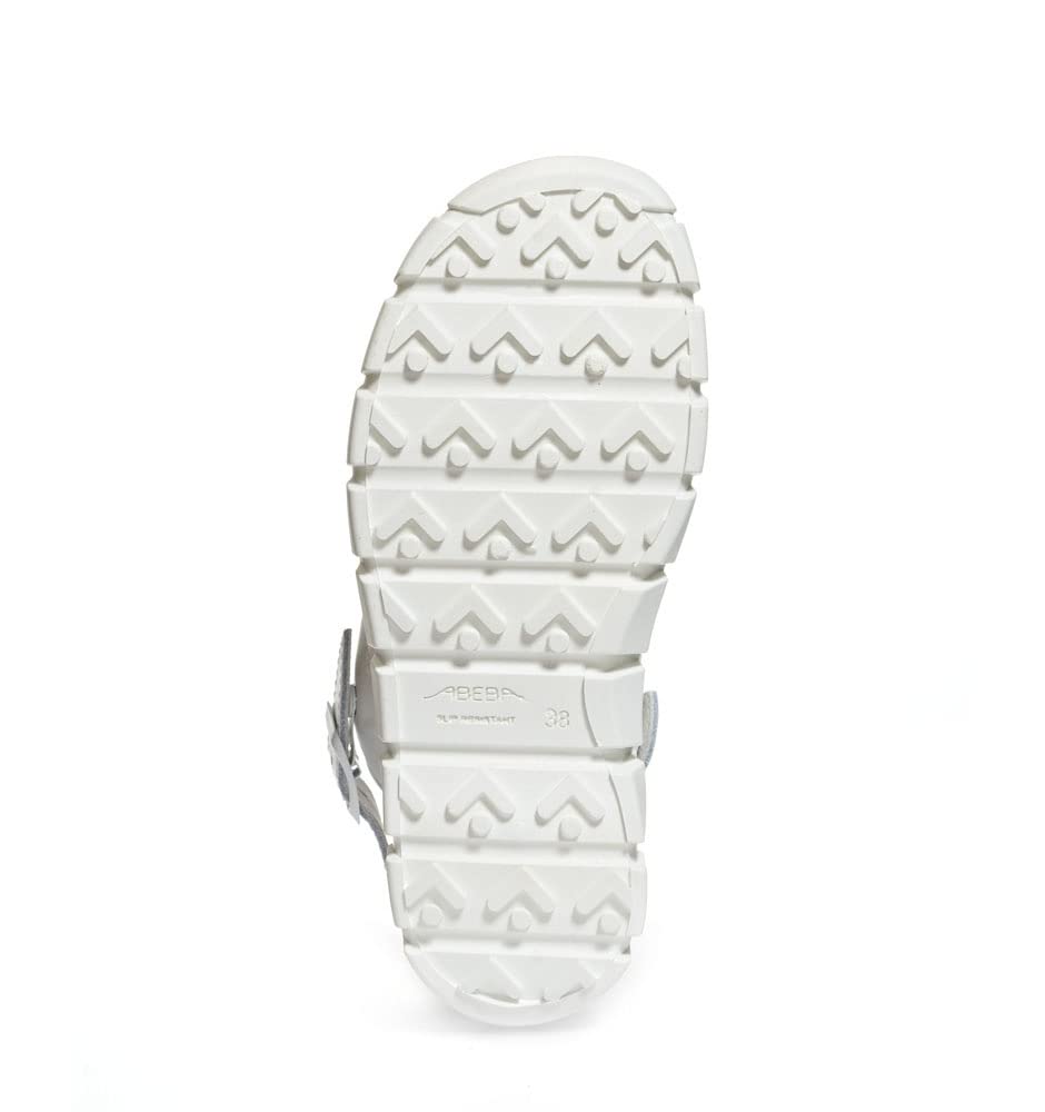 Abeba Clog 7320 - Dynamic Glattleder, weiß mit Aufdruck Blumenmuster, zertifiziert, 40