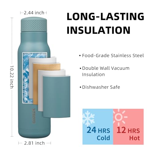 Image of BJPKPK Stainless Steel Water Bottle,21oz insulated Reusable Bottle,Leakproof Metal Thermal Flask Double Wall,Keep Drinks Cold and Hot,Haze Blue
