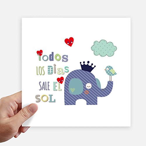 Autocollant éléphant dessin animé grand format 20cm imperméable multicolore