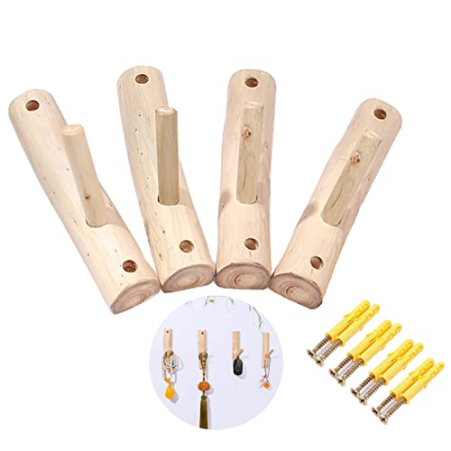 Vulevirtue 4 Stück Naturholz Wandhaken, Baum Ast Wandhaken, Kleiderhaken...