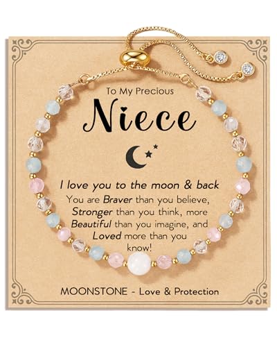 Image of HGDEER Love You to the Moon and Back, Moonstone Bracelet Gift for Her