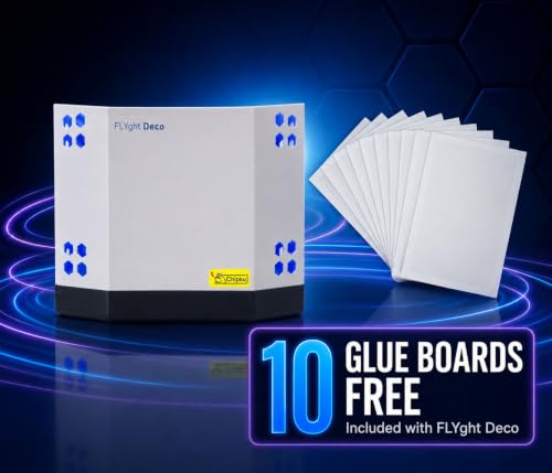 Image of FLYght Deco UV LED Insect Light Trap for Indoor Fly Control, Commercial Fly Trap & Housefly Catcher with Hidden Glue Board for Restaurant, Cafe, Office, Shop, Wall & Tabletop Use, 25-40 Sq M