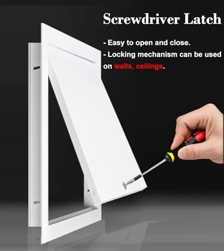 Lockable White Metal Access Door 16x24, 16x32, 22x26, 24x24 - HVAC, Wall, Ceiling & Drywall Panel for Garage, Bathroom & Attic - 16x30in (406x762mm) Access Hatch