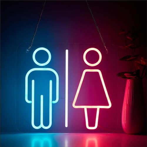 Image of Restroom Neon Sign for Wall Decor, Toilet LED Business Neon Signs Lights for Hotels Hospitals Bar Party Pub Decoration and Shop Decoration Gift, USB Powerd