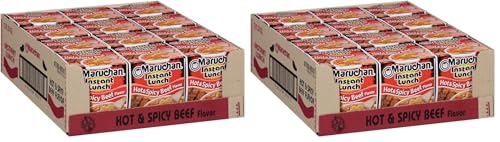 Image of Maruchan Instant Lunch Ramen Noodles, Hot & Spicy Beef Flavor - Japanese-Style Instant Noodle Soup, Easy Meal Ready in 3 Minutes - 2.25 Oz., (Pack of 24)