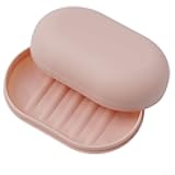 Portable Oval Soap Dish Container with Lid - Compact Travel Toiletry Organizer, Leak Proof Soap Box for Bathroom or Shower, Sealed PP Plastic Soap Saver Case(Pink)